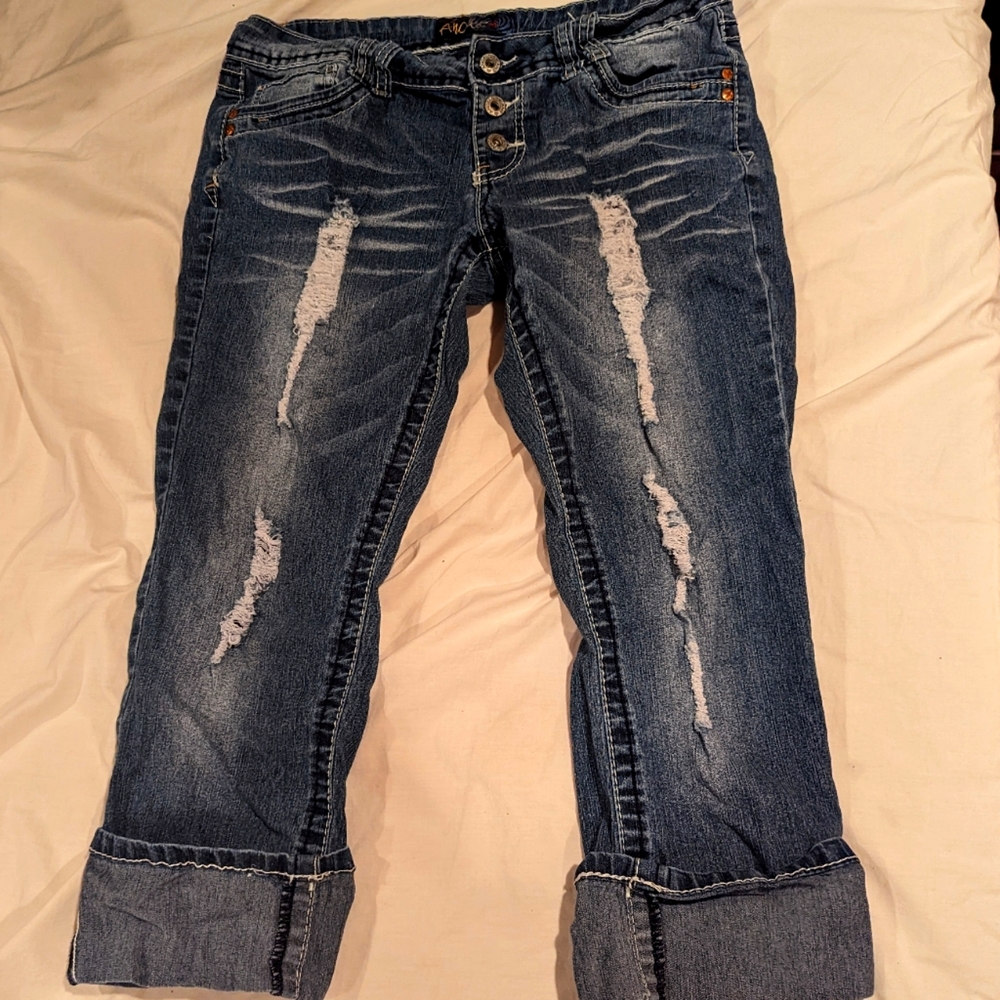Vintage Y2K Angels Distressed Capri Jeans